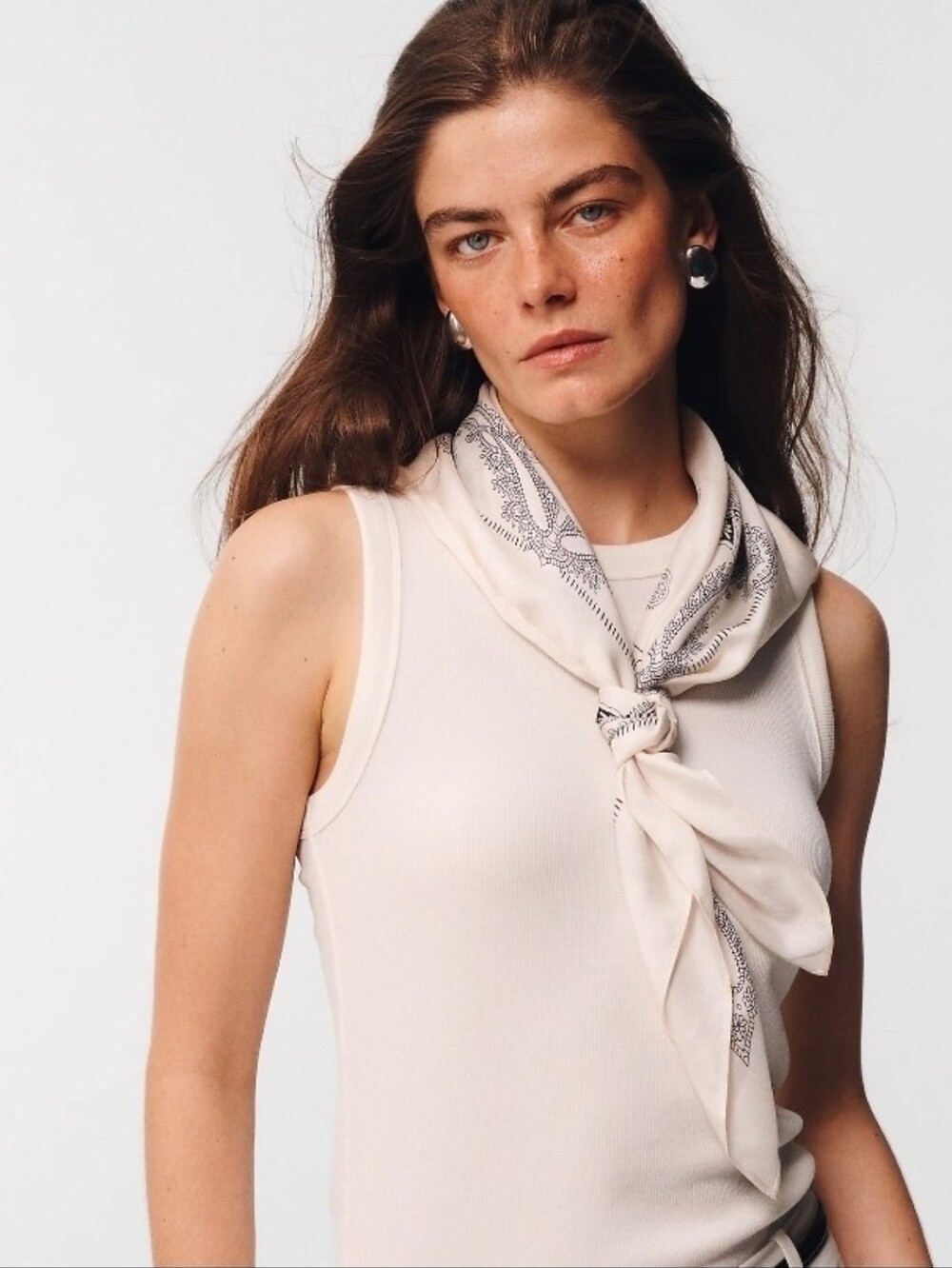 Nwt J. Crew Printed 100% Silk Scarf Size 30”X 30" Square Ivory/black